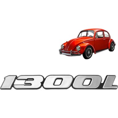 Emblem 1300L VW Volkswagen Slighty Curved Gray Numbers Script for Beetle T1 T2 T3 Bus Van Karmann Ghia Squareback